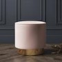 Xena Velvet Pouffe in Baby Pink - Small Round Upholstered Stool