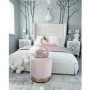 Xena Pouffe in Baby Pink Velvet - Small Round Upholstered Stool