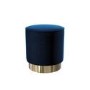 Xena Velvet Pouffe in Navy Blue - Small Round Upholstered Stool