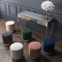 Xena Velvet Pouffe in Dark Green - Small Round Upholstered Stool