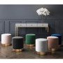 Xena Velvet Pouffe in Dark Green - Small Round Upholstered Stool