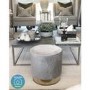 Xena Velvet Pouffe in Pale Grey - Small Round Upholstered Stool