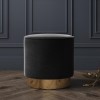 Xena Pouffe in Anthracite Grey Velvet - Small Round Upholstered Stool
