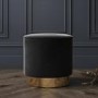 Xena Velvet Pouffe in Anthracite Grey - Small Round Upholstered Stool