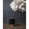 Xena Velvet Pouffe in Anthracite Grey - Small Round Upholstered Stool