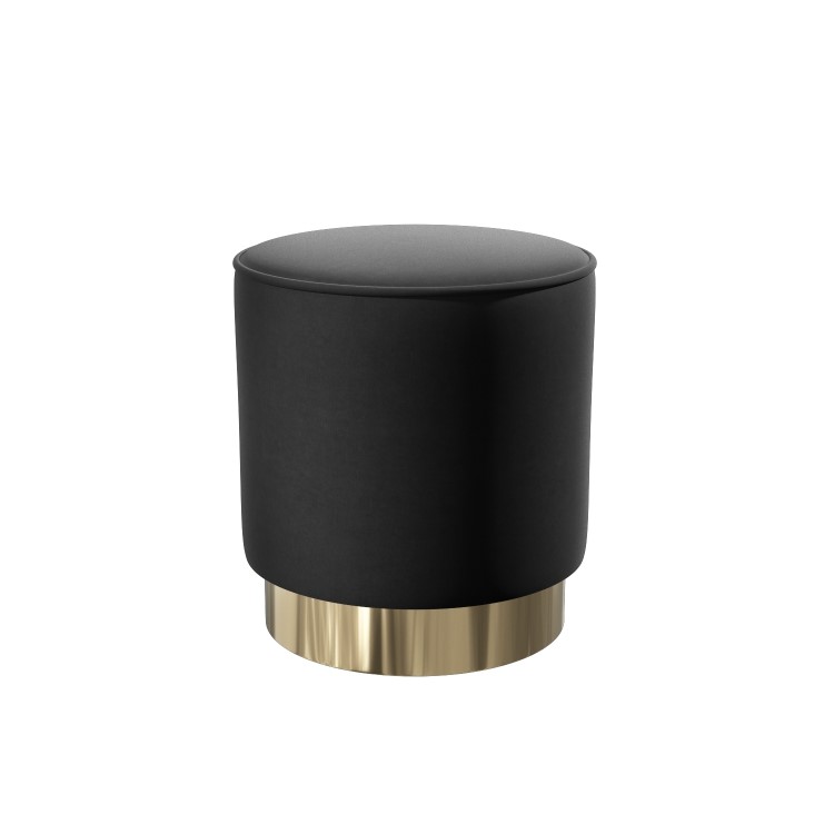 Xena Velvet Pouffe in Anthracite Grey - Small Round Upholstered Stool
