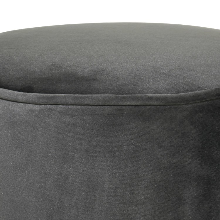 Xena Velvet Pouffe in Anthracite Grey - Small Round Upholstered Stool