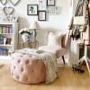 Xena Large Quilted Button Pouffe in Baby Pink Velvet