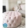 Xena Large Buttoned Footstool in Baby Pink Velvet