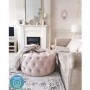 Xena Large Buttoned Footstool in Baby Pink Velvet