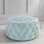 Xena Large Quilted Button Pouffe in Light Duck Egg Blue Velvet