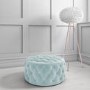 Xena Large Quilted Button Pouffe in Light Duck Egg Blue Velvet