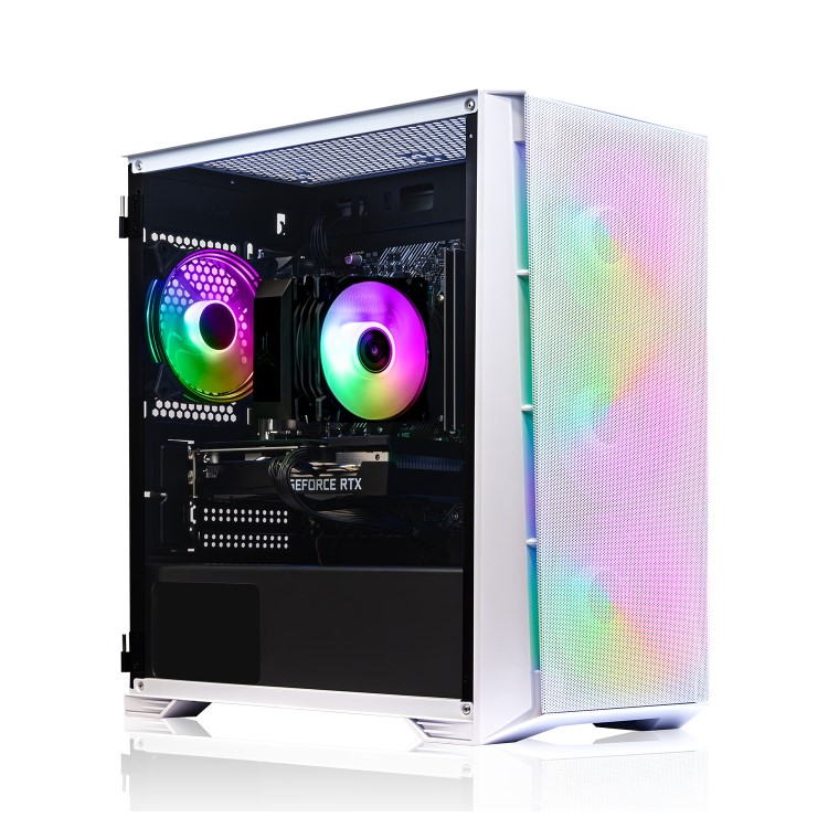 AWD IT Mesh White Core i5-12400F RTX 4060 Windows 11 Gaming PC + 24" White Curved Monitor