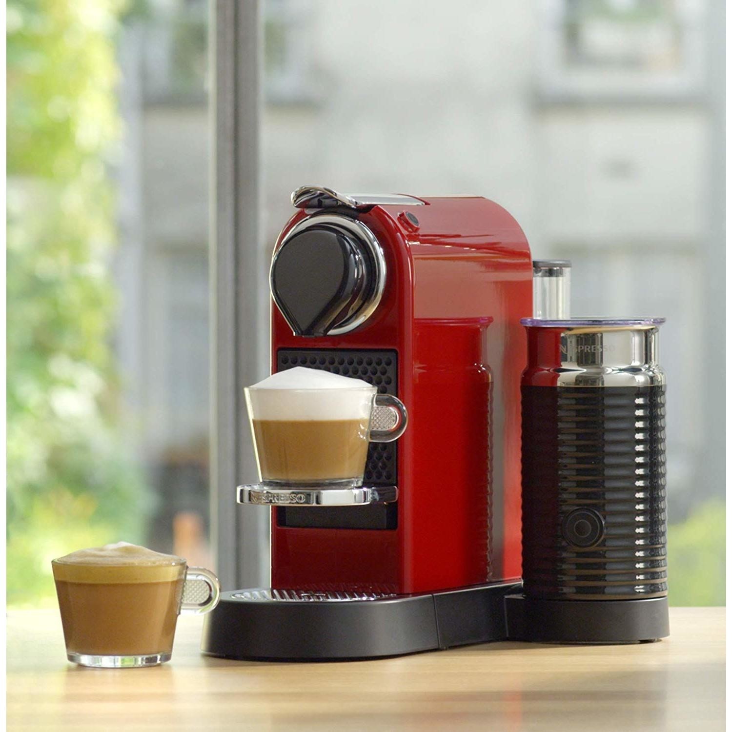 Nespresso CitiZ & Milk Coffee Machine by KRUPS with Milk Frother, Cherry Red