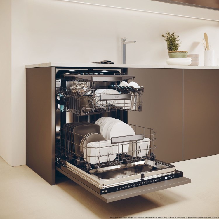 Haier I-PRO Shine Series 2 Integrated Dishwasher - Smart Wi-Fi, A-Rated, Black control panel