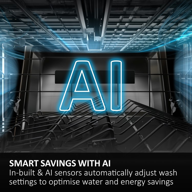 Haier Washlens Series 6 Integrated Dishwasher - Smart Wi-Fi, B-Rated, Black control panel