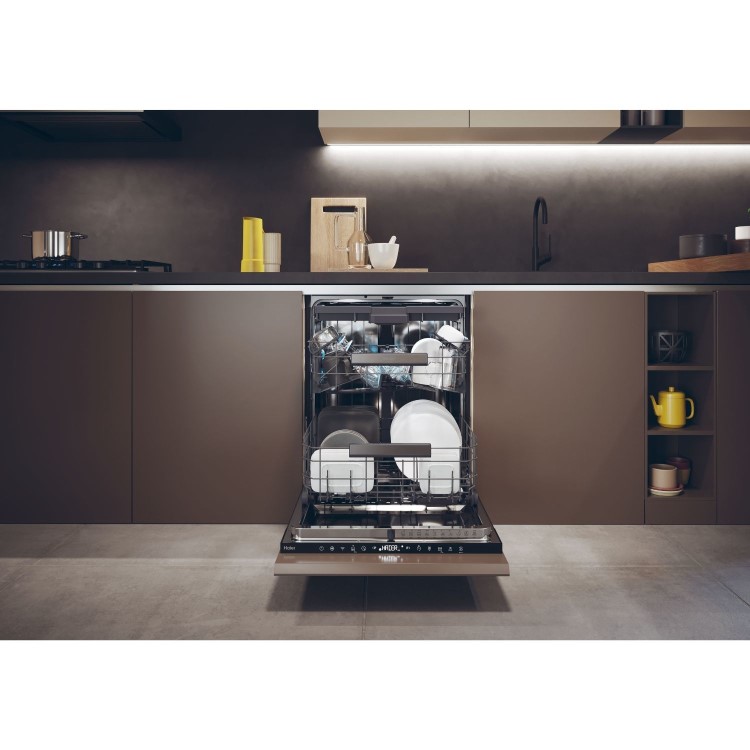Haier Washlens Series 6 Integrated Dishwasher - Smart Wi-Fi, B-Rated, Black control panel