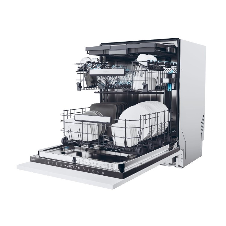 Haier Washlens Series 6 Integrated Dishwasher - Smart Wi-Fi, B-Rated, Black control panel
