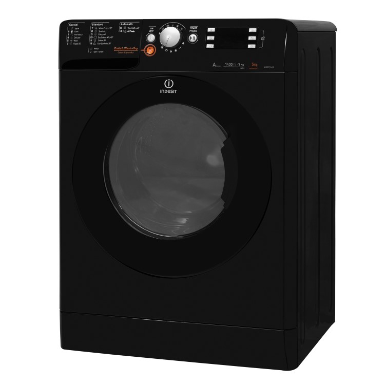INDESIT XWDE751480XK Innex 7kg Wash 5kg Dry 1400rpm Freestanding Washer Dryer - Black