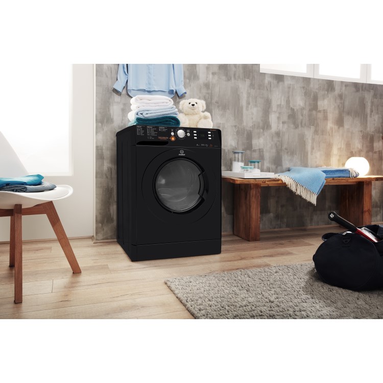 INDESIT XWDE751480XK Innex 7kg Wash 5kg Dry 1400rpm Freestanding Washer Dryer - Black