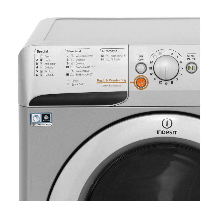Indesit XWDE751480XS Innex 7kg Wash 5kg Dry 1400rpm Freestanding Washer Dryer - Silver