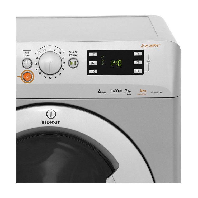 Indesit XWDE751480XS Innex 7kg Wash 5kg Dry 1400rpm Freestanding Washer Dryer - Silver
