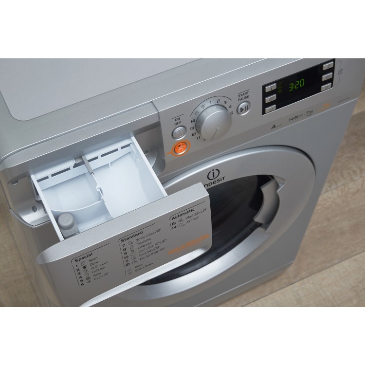 Indesit XWDE751480XS Innex 7kg Wash 5kg Dry 1400rpm Freestanding Washer Dryer - Silver