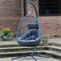 Outdoor Foldable Hanging Egg Chair in Grey Rattan - Holly