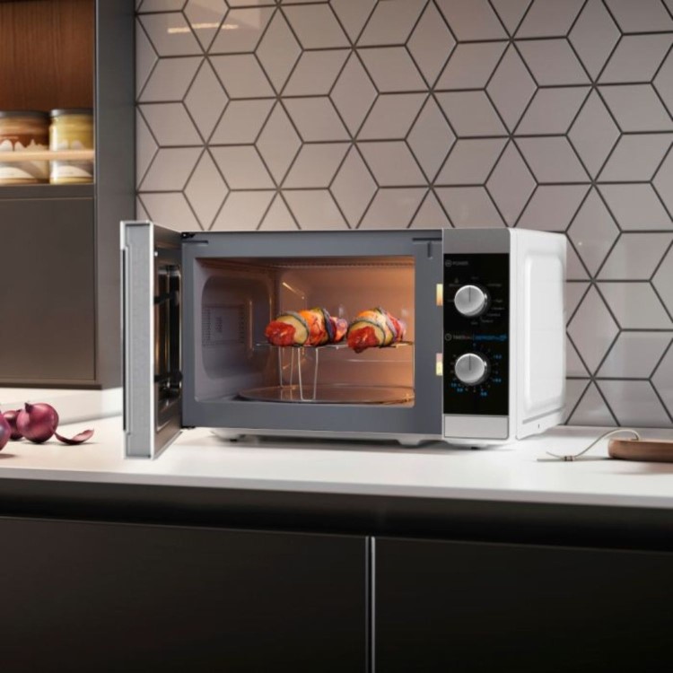 Sharp YC-MG01U-S 20L 800W Solo & Grill Microwave – Silver Compact & Easy-Use Cooking Power