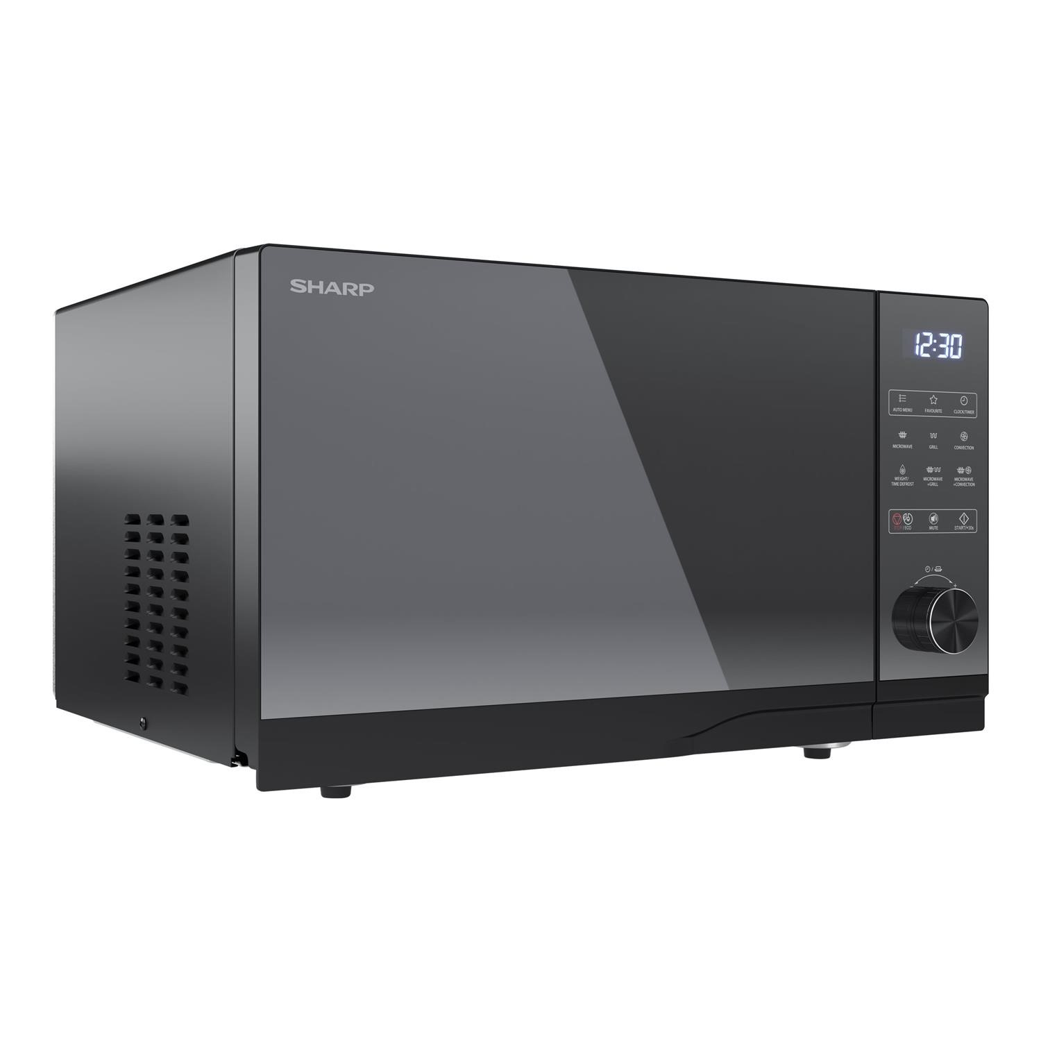 Sharp 25L 900W Digital Flatbed Combination Microwave Oven Black