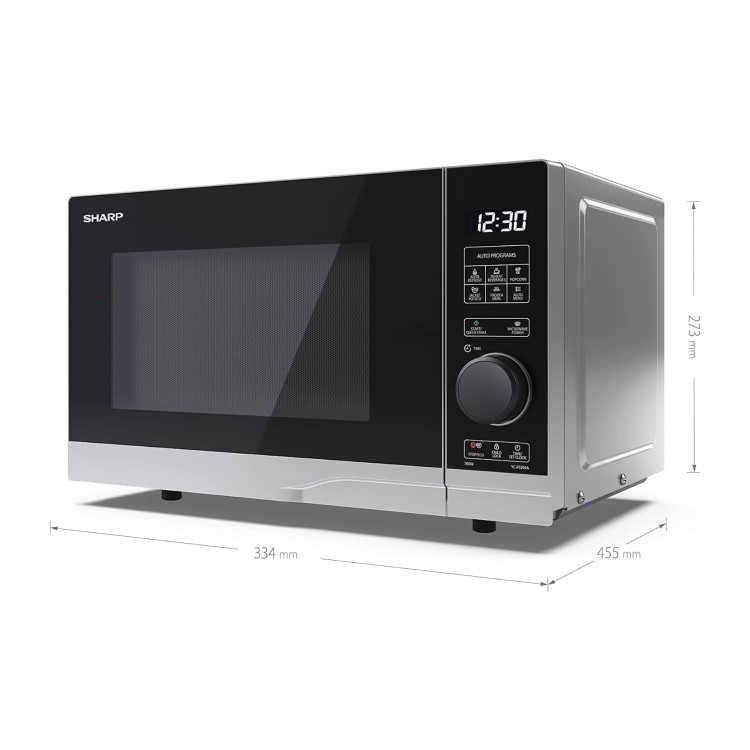 Refurbished Sharp YCPS204AUS 20L 700W Freestanding Solo Microwave Oven Silver