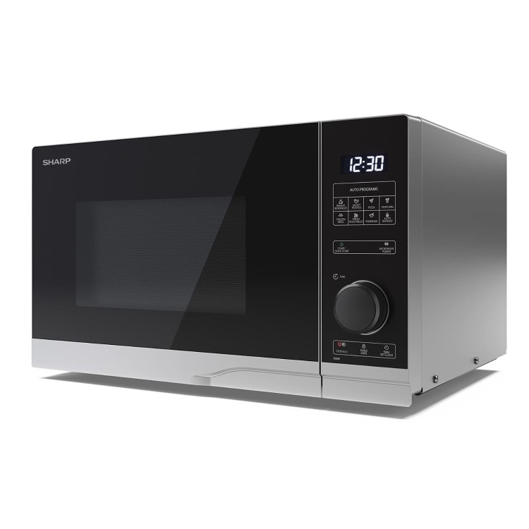 Sharp YC-PS254AU-S 25L 900w Solo Microwave – Silver 10 Power Levels & Auto Defrost