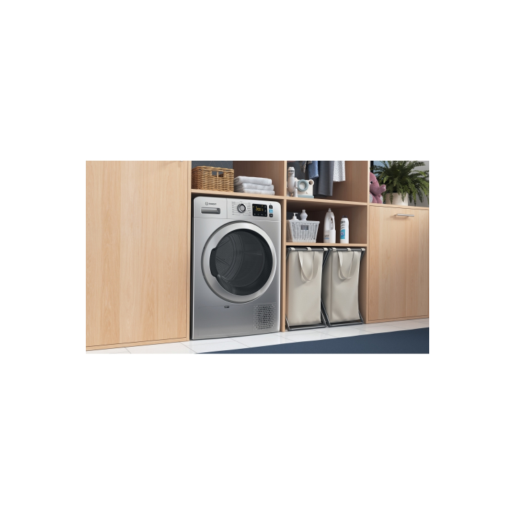 Refurbished Indesit Push & Go YTM1182SSXUK Freestanding Heat Pump 8KG Dryer Silver