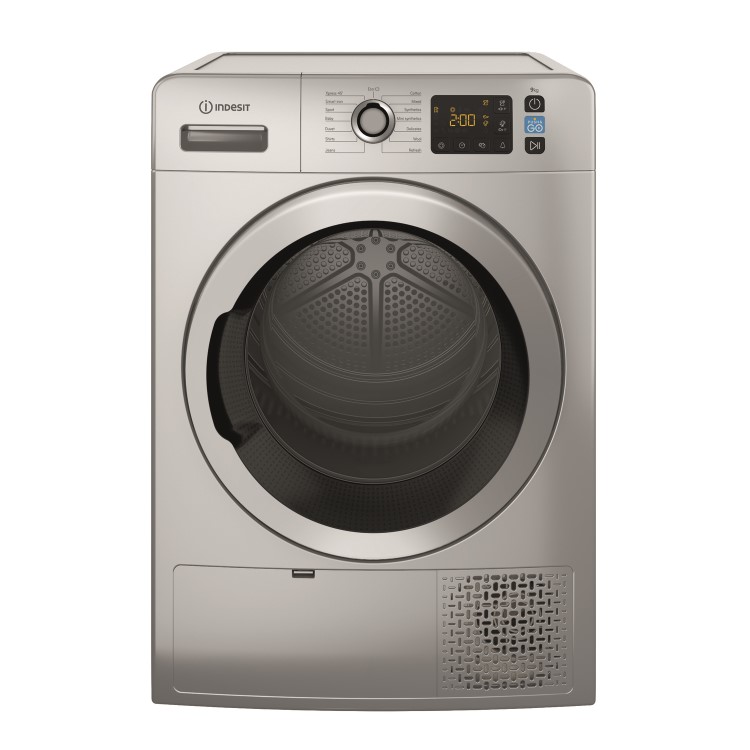 Refurbished Indesit Push & Go YTM1192SSXUK Freestanding Heat Pump 9KG Tumble Dryer Silver