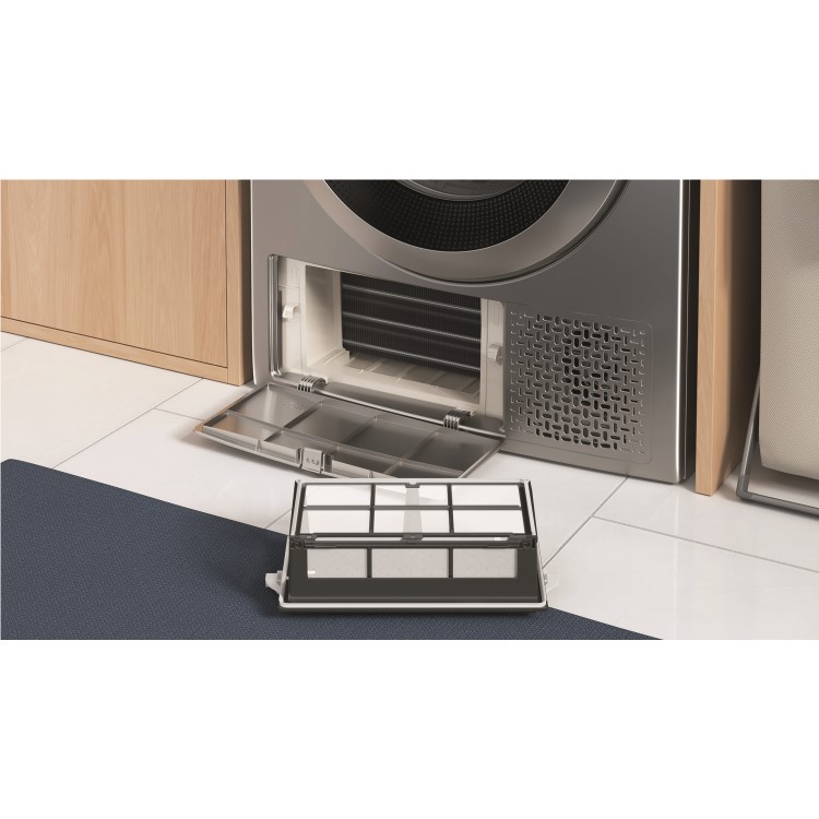 Refurbished Indesit Push & Go YTM1192SSXUK Freestanding Heat Pump 9KG Tumble Dryer Silver