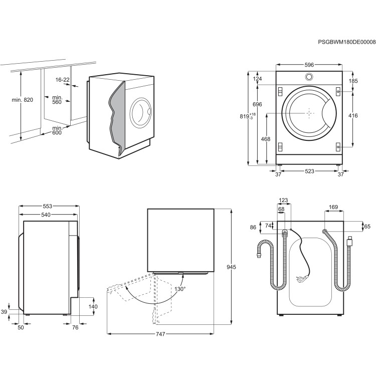 Refurbished Zanussi Z712W43BI Integrated 7KG 1200 Spin Washing Machine