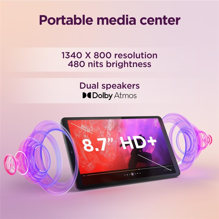 Lenovo Tab One 8.7" Luna Grey 64GB Wi-Fi Tablet + Clear Case