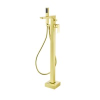 Brushed Brass Freestanding Bath Shower Mixer Tap - Zana Brushed Brass Freestanding Bath Shower Mixer Tap - Zana