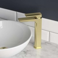 Brushed Brass Tall Mono Basin Mixer Tap - Zana Brushed Brass Tall Mono Basin Mixer Tap - Zana