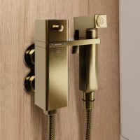 GRADE A1 - Brushed Brass Thermostatic Douche Shower / Bidet Shower Spray Kit - Zana