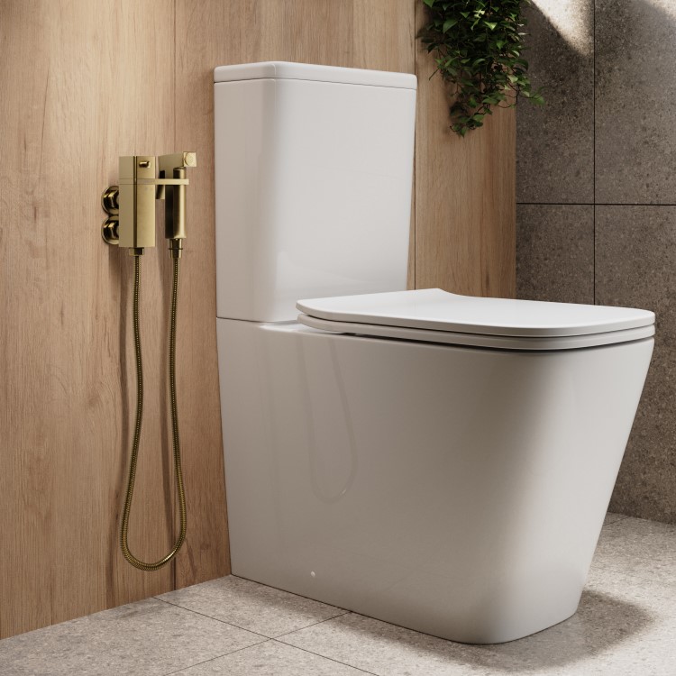 GRADE A1 - Brushed Brass Thermostatic Douche Shower / Bidet Shower Spray Kit - Zana
