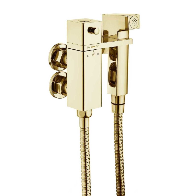 GRADE A1 - Brushed Brass Thermostatic Douche Shower / Bidet Shower Spray Kit - Zana