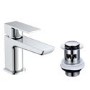 Grade A1 - Chrome Bath and Basin Tap Set with Basin Waste- Zana