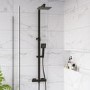 ONLY OPENED - Black Thermostatic Mixer Shower with Square Overhead & Hand Shower - Zana