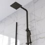 ONLY OPENED - Black Thermostatic Mixer Shower with Square Overhead & Hand Shower - Zana