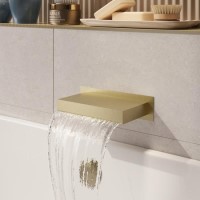 GRADE A1 - Brushed Brass Wall Mounted Waterfall Bath Filler Spout - Zanda