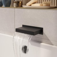 GRADE A1 - Matt Black Wall Mounted Waterfall Bath Filler Spout - Zanda