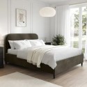 ZAR001K Khaki Green Velvet Upholstered King Size Bed Frame with Curved Headboard - Zara