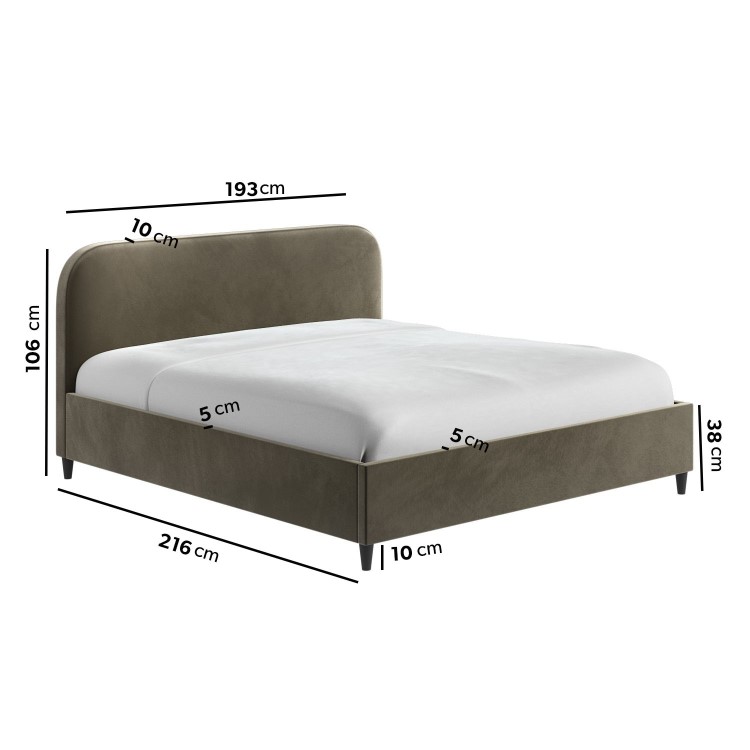 Khaki Green Velvet Super King Bed Frame - Zara