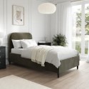 ZAR001S Khaki Green Velvet Upholstered Single Bed Frame with Curved Headboard - Zara